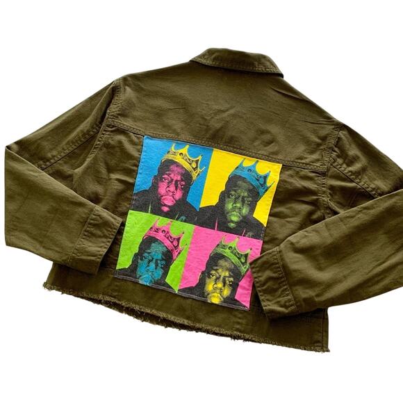 Via Penny Lane Reworked Apparel | Notorious B.I.G. Biggie Graphic Green Jacket - Picture 9 of 9